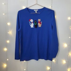 NWOT Christmas Cats Long Sleeve Size L